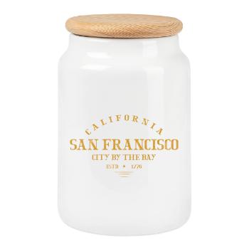 San Francisco - Boîte à biscuits avec couvercle en bois - blanc - Devant
