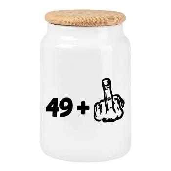 49 +. For anyone struggling with 50 years # - Cookie Jar with Wooden Lid - white - Front