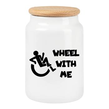 Rouler avec moi dans mon fauteuil roulant * - Boîte à biscuits avec couvercle en bois - blanc - Devant