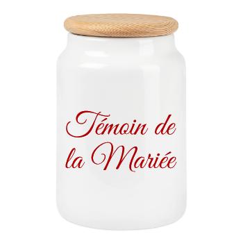 EVJF Témoin mariée. Enterrement vie célibataire - Boîte à biscuits avec couvercle en bois - blanc - Devant