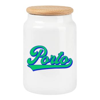Porto Neon Script Retro - Keksdose mit Holzdeckel - Weiß - Vorne