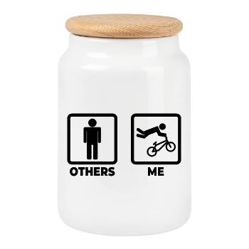 BMX Spruch - Keksdose mit Holzdeckel - Weiß - Vorne