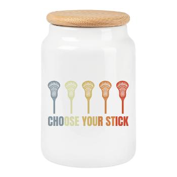 Funny lacrosse slogan - Cookie Jar with Wooden Lid - white - Front