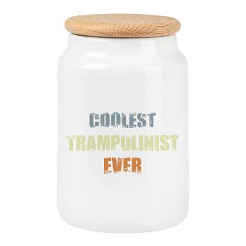 Cool trampoline athlete - Cookie Jar with Wooden Lid - white - Front