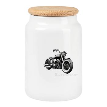 Bobber Lover blanc - Boîte à biscuits avec couvercle en bois - blanc - Devant