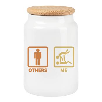 Judo stick figure - Cookie Jar with Wooden Lid - white - Front
