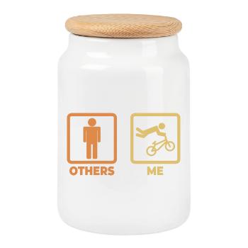 BMX Witz - Keksdose mit Holzdeckel - Weiß - Vorne