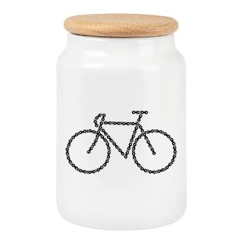 Fahrrad Skizze - Keksdose mit Holzdeckel - Weiß - Vorne