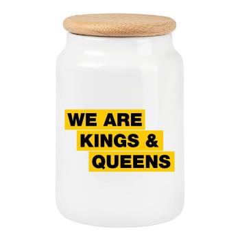 We are kings and queens - Keksdose mit Holzdeckel - Weiß - Vorne