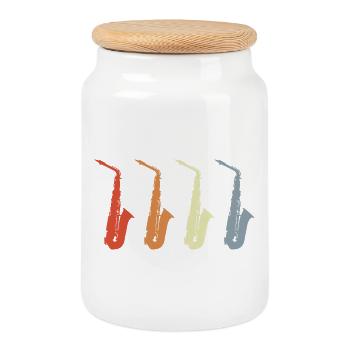 Modèles de saxophones vintage - Boîte à biscuits avec couvercle en bois - blanc - Devant