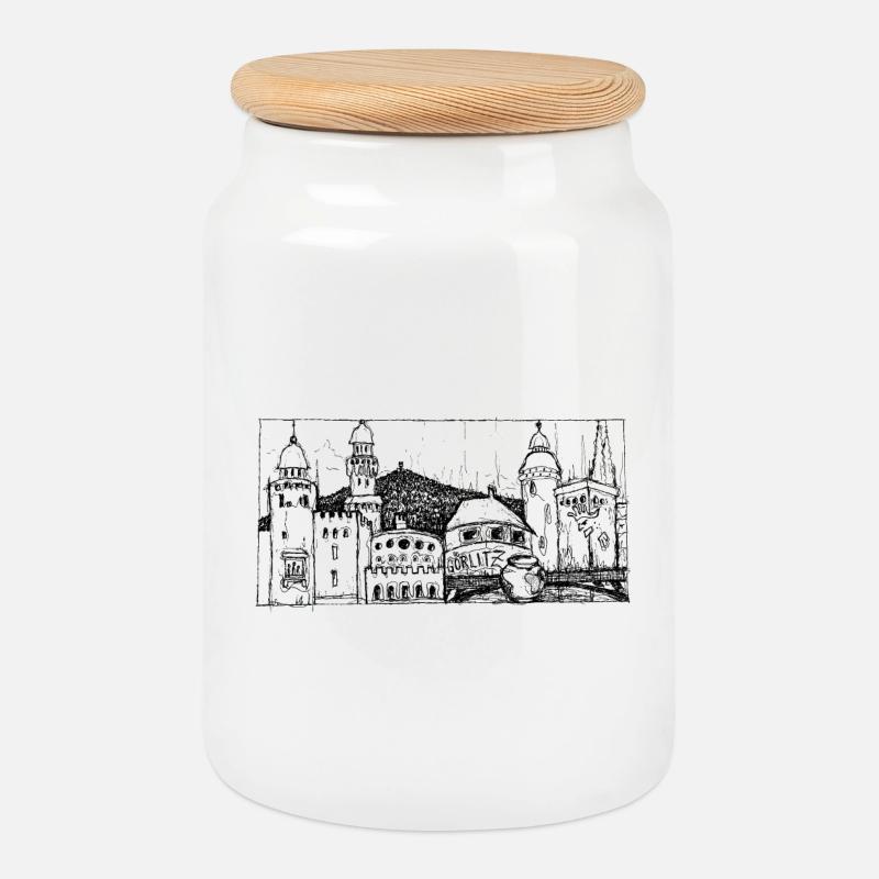 Görlitz Skyline - Keksdose mit Holzdeckel - Weiß