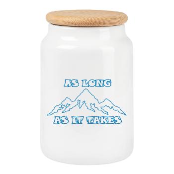 AS LONG AS IT TAKES - Keksdose mit Holzdeckel - Weiß - Vorne