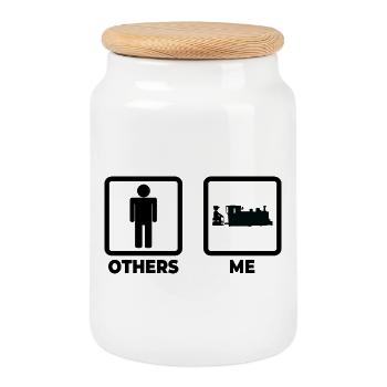 Life of a railroad worker - Cookie Jar with Wooden Lid - white - Front