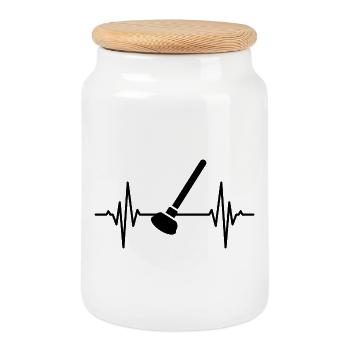 Drain vacuum cleaner heartbeat - Cookie Jar with Wooden Lid - white - Front