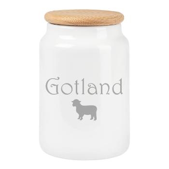 Gotlandschafe - Keksdose mit Holzdeckel - Weiß - Vorne