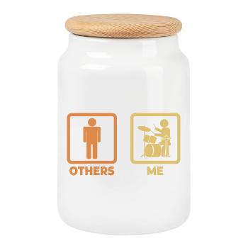 Figurine bâton de batteur - Boîte à biscuits avec couvercle en bois - blanc - Devant