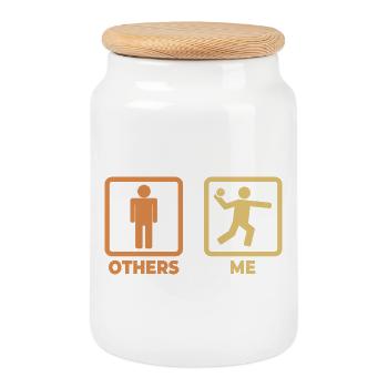 Moi en tant que handballeur - Boîte à biscuits avec couvercle en bois - blanc - Devant