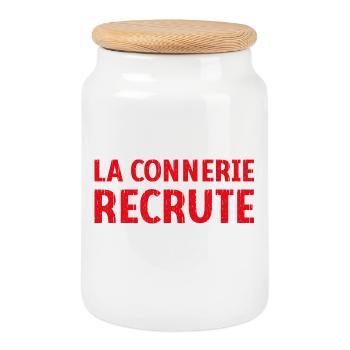 La connerie recrute engagez-vous Humour Citation - Boîte à biscuits avec couvercle en bois - blanc - Devant