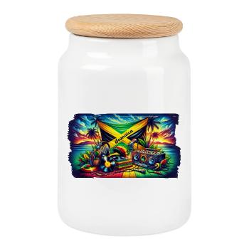 Jamaïque Caraïbes Reggae Musique - Boîte à biscuits avec couvercle en bois - blanc - Devant