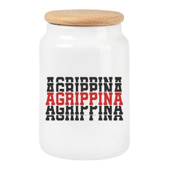 Agrippina t-shirt stacked text gift t-shirt - Cookie Jar with Wooden Lid - white - Front