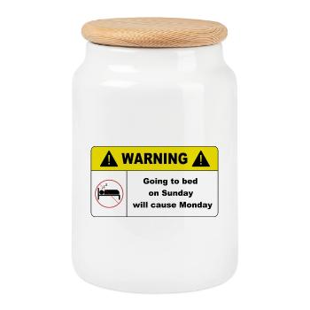 Going to bed on Sunday - Cookie Jar with Wooden Lid - white - Front