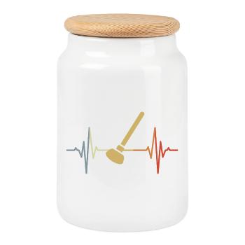 Retro Suction Cup Pulse Rate - Cookie Jar with Wooden Lid - white - Front