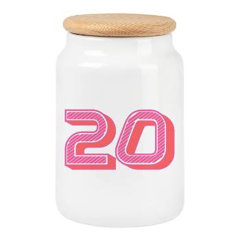20. 20 YEARS. 20th ANNIVERSARY. 20 YEARS ANNIVERSARY. - Cookie Jar with Wooden Lid - white - Front