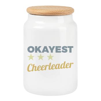 Average cheerleader - Cookie Jar with Wooden Lid - white - Front
