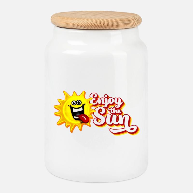 Enjoy the sun / Summer feeling / Retro-Look - Keksdose mit Holzdeckel - Weiß