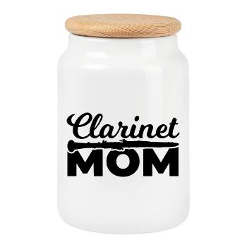 Clarinette Mère - Boîte à biscuits avec couvercle en bois - blanc - Devant