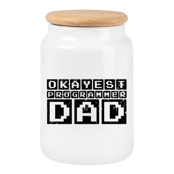 Programmer Dad - Cookie Jar with Wooden Lid - white - Front