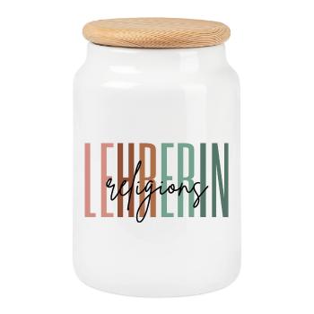 Lehrerin Religion Religionslehrerin Geschenk - Keksdose mit Holzdeckel - Weiß - Vorne