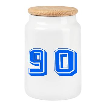 90. 90 ANS. 90e ANNIVERSAIRE. ANNIVERSAIRE 90 ANS. - Boîte à biscuits avec couvercle en bois - blanc - Devant