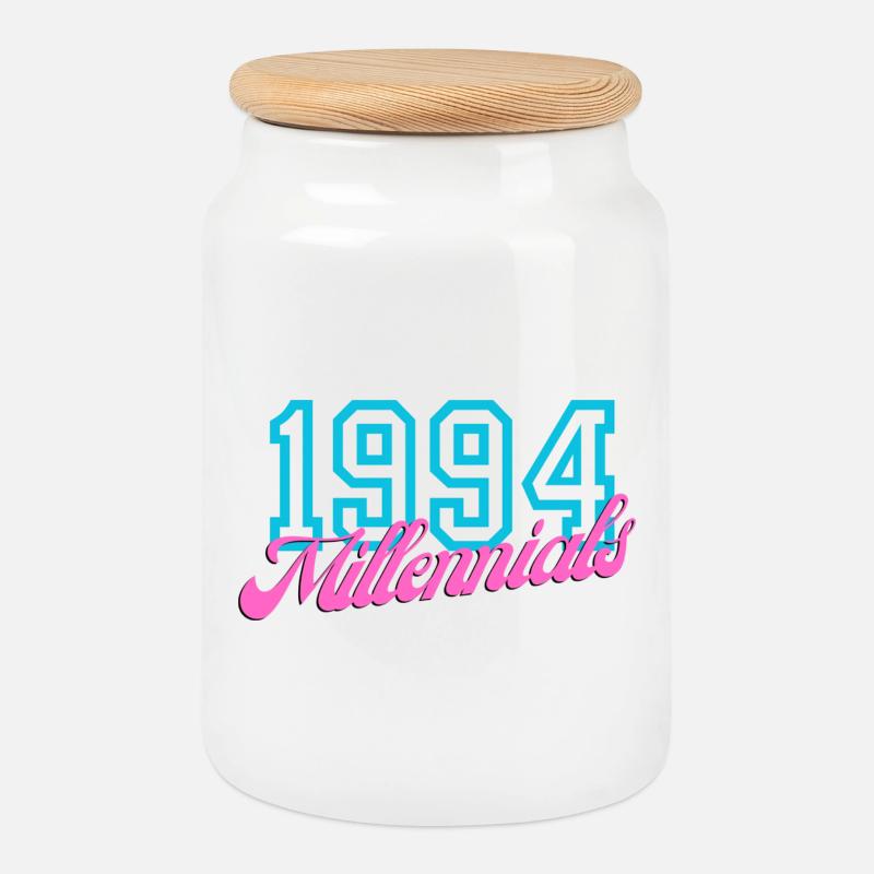1994 Millennials Retro Datum Design - Keksdose mit Holzdeckel - Weiß