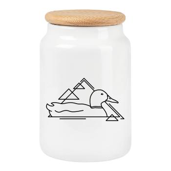 Canard flottant au design géométrique - Boîte à biscuits avec couvercle en bois - blanc - Devant