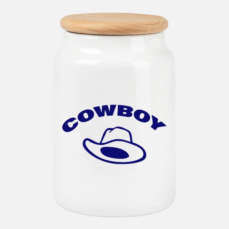 COWBOY - Keksdose mit Holzdeckel - Weiß