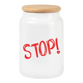 STOP. HUMOR. MESSAGE. QUOTATION. PANEL. DAD - Cookie Jar with Wooden Lid - white - Front