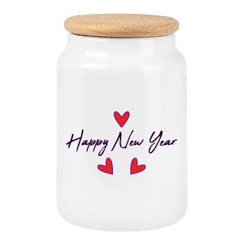 ALLES GUTE ZUM NEUEN JAHR. SILVESTER. NEUJAHR - Keksdose mit Holzdeckel - Weiß - Vorne