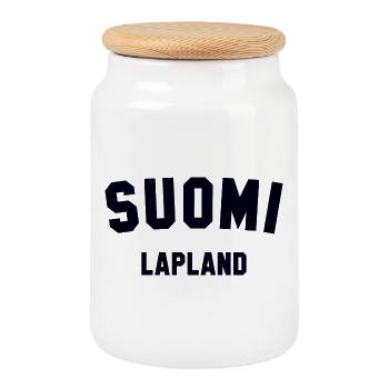 LAPLAND Suomi Lapland Finland - Cookie Jar with Wooden Lid - white - Front