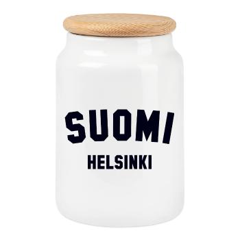 HELSINKI Suomi Finland - Keksdose mit Holzdeckel - Weiß - Vorne