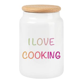 Chemise de cuisine Pastel Love - Boîte à biscuits avec couvercle en bois - blanc - Devant