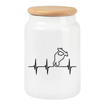 Skateur ECG Heartline - Boîte à biscuits avec couvercle en bois - blanc - Devant