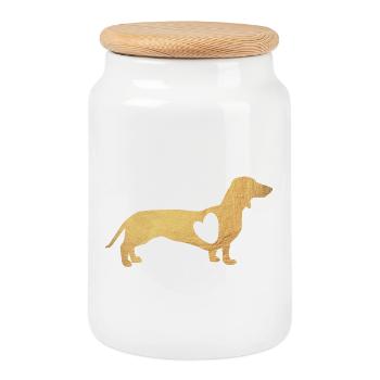 Coeur Teckel Or Chien Amour Fan Walkie Wauwau Amour - Boîte à biscuits avec couvercle en bois - blanc - Devant
