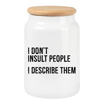 Je n’insulte pas les gens, je les décris - Boîte à biscuits avec couvercle en bois - blanc - Devant