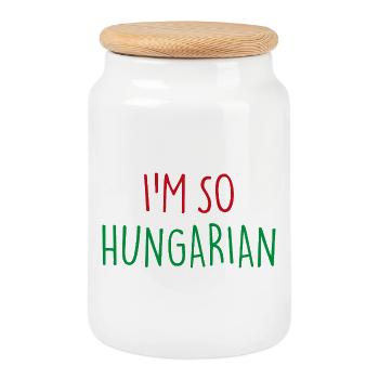 I'M SO HUNGARIAN Ungarisch Ungarn - Keksdose mit Holzdeckel - Weiß - Vorne