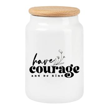 Have Courage & Be Kind – Mut & Freundlichkeit - Cookie Jar with Wooden Lid - white - Front