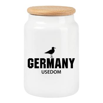 Usedom GERMANY - Cookie Jar with Wooden Lid - white - Front