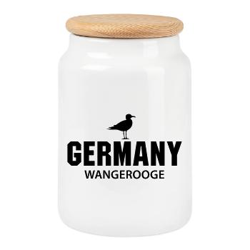 Wangerooge GERMANY - Cookie Jar with Wooden Lid - white - Front