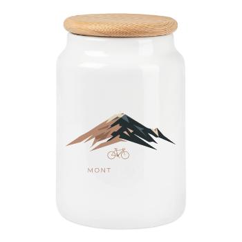 Mont Ventoux Cool Design - Cookie Jar with Wooden Lid - white - Front