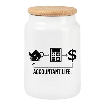 Accountant Life - Cookie Jar with Wooden Lid - white - Front